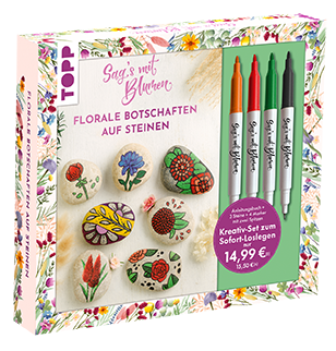 Kreativ-Set: Sag's mit Blumen - Florale Botschaften auf Steinen. Mit Anleitungsbuch und Material